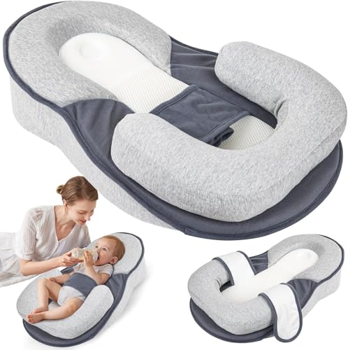 Last page® Baby Lounger Pillow for Infant Support Cushion Reflux Breastfeeding Pillow, Bottle Feeding, Tummy Time, Adjustable Baby Wedge Lounger Pillow for Reducing Spit-Up