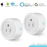 Wi-Fi Smart Plug, 2 Pack Mini Smart Outlets Sockets, No Hub Required, Works with Amazon Alexa Echo Google Assistant, Multi Function with Timing Wifi Enabled Remote Control
