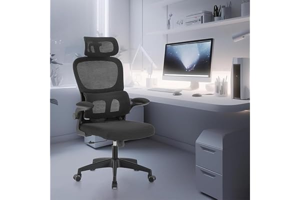 Cadeira de Escritório Premium Ajuste Lombar Apoio de Cabeça Ajustável Ergonômica