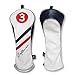 Craftsman Golf White Blue Red Pu Leather Diagonal Stripes Driver/Fairway Wood/Hybrid Headcover #1 #3 #5 H For All Brands Callaway Big Bertha Cobra Nike TaylorMade Ping Mizuno Titleist (#3 Wood Cover)