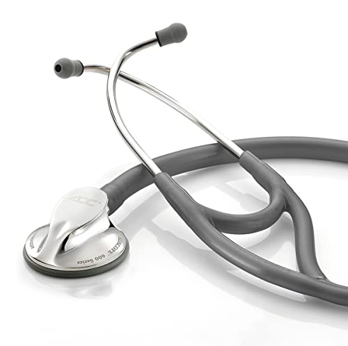 ADC Adscope 600 Platinum Series Cardiology Stethoscope with Tunable AFD Technology, 27 inch Length, Metallic Gray