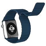 Apple Watch Band, JETech 42mm Genuine Leather Loop with Magnet Lock Strap Replacement Band for Apple Watch 42mm All Models No Buckle Needed (Blue) - 2181