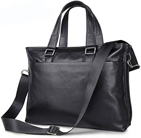 HFYAK Leather Briefcase for Men Cowhide Laptop Bag Shoulder Messenger Bag Unisex Business Work Office Bag Deluxe