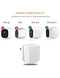 Cable de extensión de alimentación, adaptador de enchufe de alimentación 3.0, cable de carga rápida compatible con Arlo Pro y Pro 2, Arlo Go, otras cámaras de seguridad inteligentes, 1 juego, color blanco