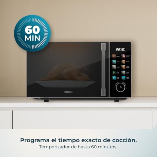 Microondas 20L Proclean 6030 Black. Potencia de 700 W, 8 Programas, 10 Niveles de Potencia, Pantalla Táctil a Color, Temporizador, Plato Giratorio de 255mm