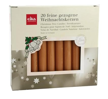 Eika 10243510 Baumkerzen durchgefärbt naturgelb, 20er Pack 10,5cm x 1,25 cm