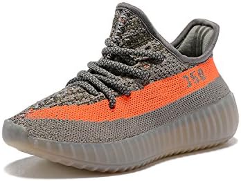 Naijehf Boost 350 V2 Toddler Sneaker Kids Breathable Knit Casual Shoes Sneake Yeezy(Boys/Girls) (8US/24EU/165CM, Gray Orange)