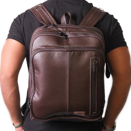 Mochila Couro Legítimo Natural Notebook Executiva Preto Masculina Premium Bisbel 44x33x18cm