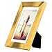 Americanflat 5x7 Picture Frame with Shatter-Resistant Glass - Set of 2 - Use as 4x6 Frame with Mat or Display 5x7 Photo Without Mat - Signature Collection - Picture Frames for Tabletop and Wall - Gold