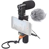 Movo Smartphone Video Rig with Stereo Microphone, Grip Handle, Wrist Strap for iPhone 5, 5C, 5S, 6, 6S, 7, 8, X (Regular and Plus), Samsung Galaxy, Note and More