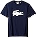 Lacoste Men's Short Sleeve Jersey with Big Tonal Croc Printed T-Shirt, TH9428, Navy Blue/White, XX-Large