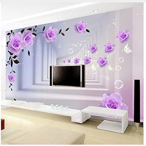 Amazon 3d 壁画 カスタム 3d 写真 壁紙 ヨーロッパ 3d ステレオ 紫のバラ 大きな壁画 リビングルーム 寝室 Tv 背景 壁画 壁紙 シルク クロス Ayzr 250x180cm Sdsdsad5 壁紙