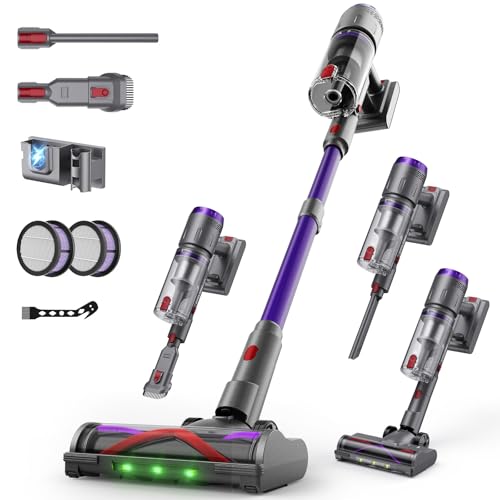 Circlio 600W/58000Pa/75min Cordless Vacuum Cleaner Powerful Wireless Vacuum Cleaner with Smart LED Display, Anti-Tangle Brush, Charging Station, for Carpets, Hard Floors, Pet Hair