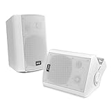 Pyle Outdoor Wall-Mount Patio Stereo Speaker - Waterproof Bluetooth Wireless & No Amplifier Needed - Portable Electric Theater Sound Surround System for Home Party Cabinet Enclosure PDWR61BTWT