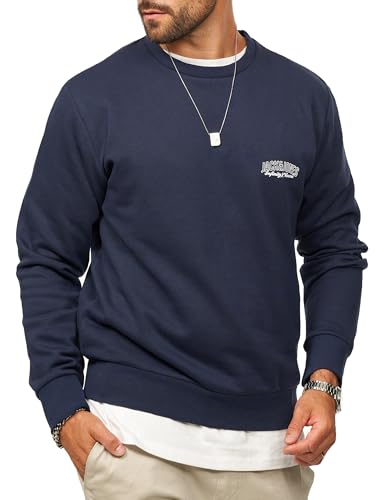 Jack &Amp; Jones Herren Sweatshirt Mit Rundhals Crewneck Pullover Sweater Für Männer Im Regular-Fit - Jj24756-Navbla-Xl