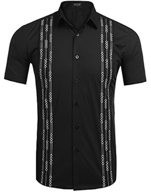 Mens Short Sleeve Guayabera Cuban Shirt Wedding Party Beach Dress Shirt