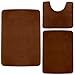 Clara Clark 3 Piece Bathroom Rugs Bath Mat Set, Velvet Memory Foam Bath Mats for Bathroom - Non-Slip, PVC Backing Bath Rugs, Washable - Dries Quickly, Brown