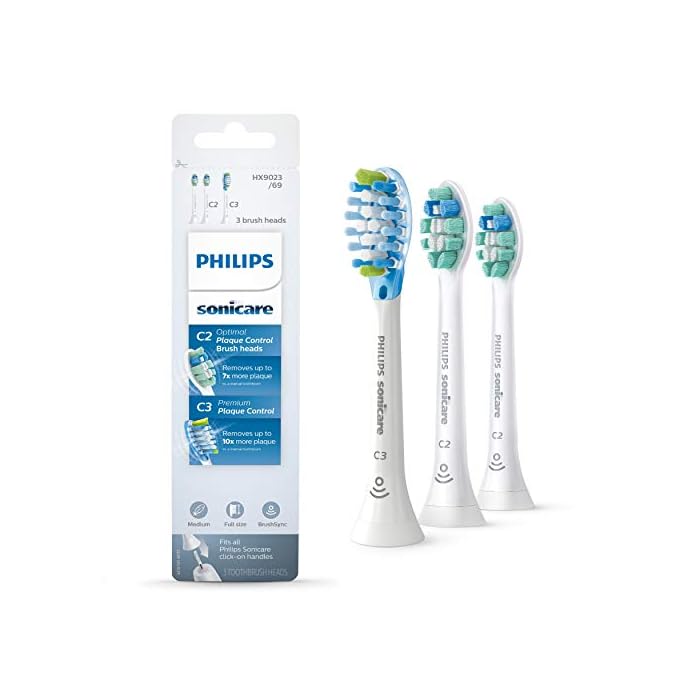 Philips Sonicare Genuine Toothbrush Head Variety Pack, C3 Premium Plaque Control and C2 Optimal Plaque Control, 3 Brush…