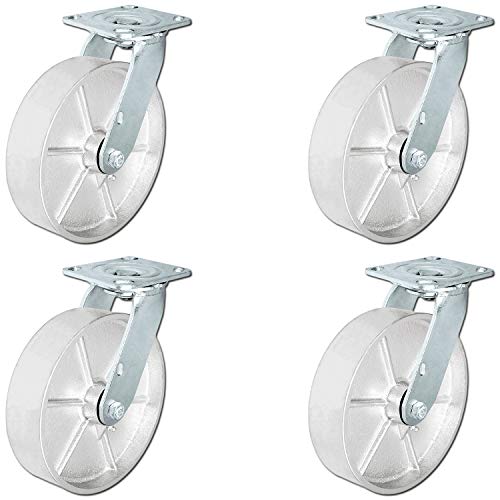 CasterHQ 8" x 2" Steel Wheel Casters Set of 4 Casters Swivel