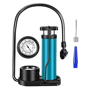 Zingso Bike Foot Pump with Gauge, Universal Presta & Schrader Valve Foot Activated Aluminum Alloy Barrel Portable Mini…