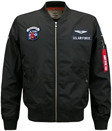 SMWOOD Men's Classic Nylon USAF Light Weight Bomber Flight Jacket with Patches