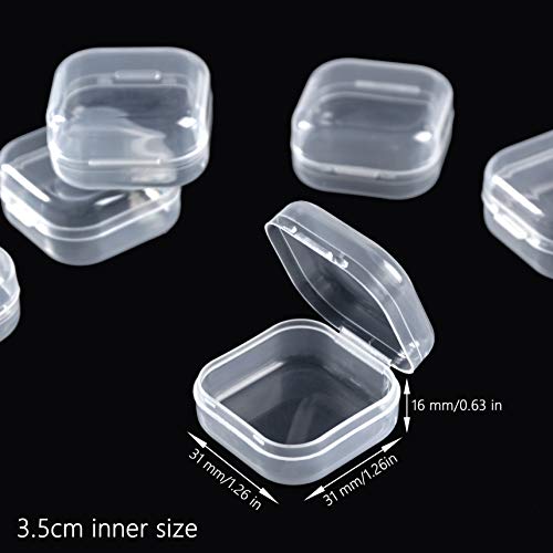 24pcs Small Plastic Beads Storage Containers Clear, Craft Organizers Storage Box, Mini Plastic Boxes for Storage with Hinged Lids of Small Items, Jewelry, Hardware, Office Supplies (1.38x1.38x0.71 In)