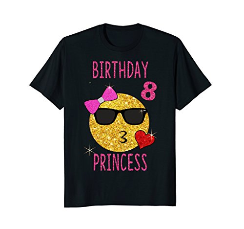 Cute emoji 8 years old shirt 8th birthday princess gift