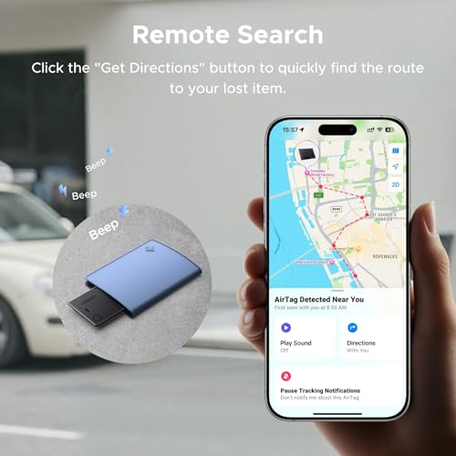 UGREEN Finder Slim 2 Wallet Tracker Card (iOS Only), Smart Location Tracker Bluetooth 5.0 Anti-Lost Tag Compatible with Apple Find My Network, 7-Year Battery Life No Charging Needed