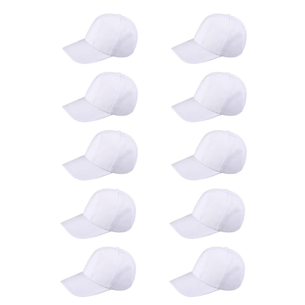 STOBOK 10pcs DIY Blank Caps Painted White Baseball Caps Unfinished Art Painting Hats Creative Sun Hats for Kids School Projects
