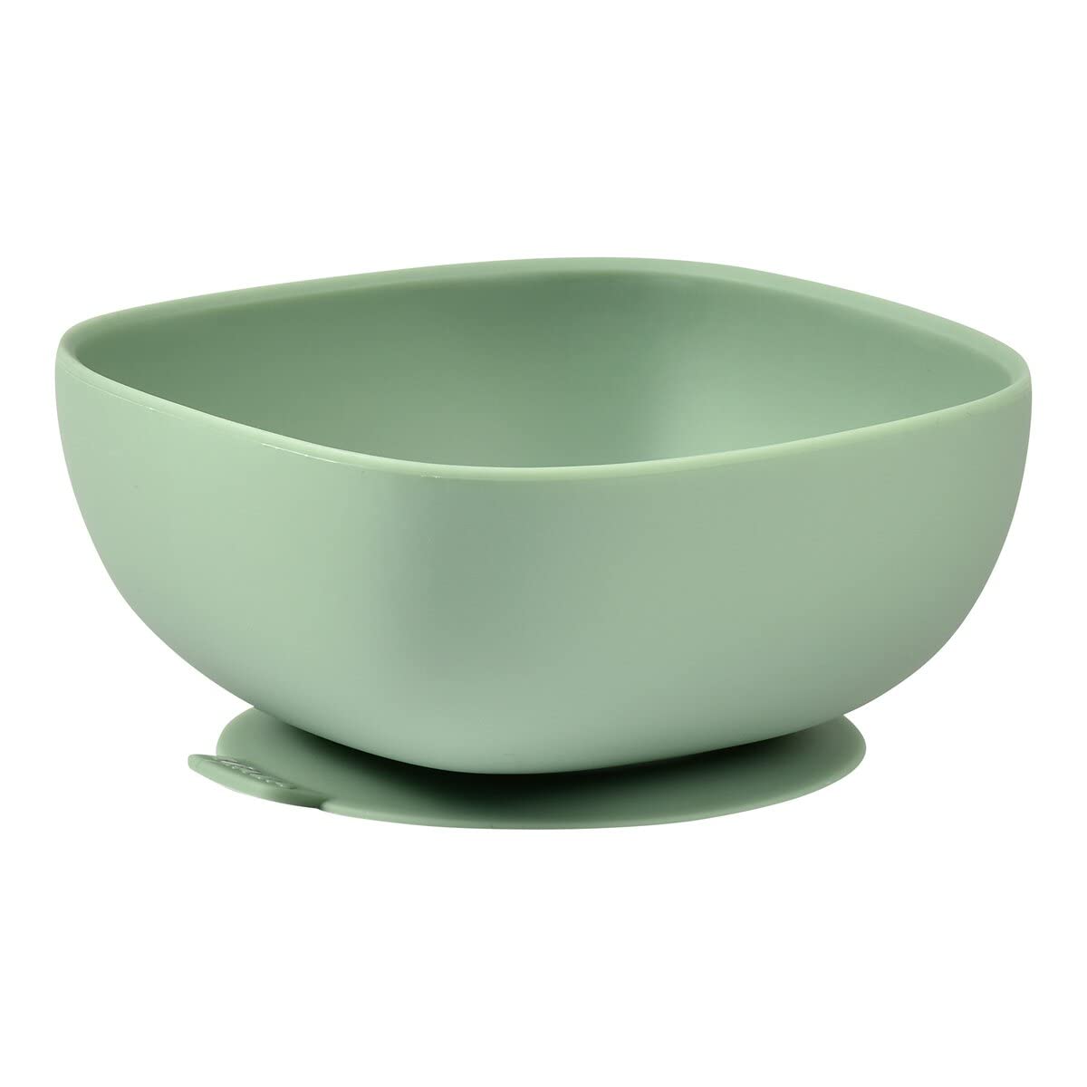 Béaba Suction Cup Bowl for Children, 100% Silicone, Soft and Very Resistant Material, Adheres Table/Shelf high Chair, Tongue for Raising The Plate, Microwave Compatible,Sage Green
