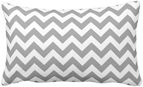 Standard Pillowcase Decorative Grey &amp; White Chevron Stripes Pillow Cases 20x36 Inches
