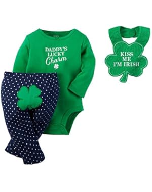 Baby Girl's My First St. Patrick's 3 Piece Bodysuit Pant Set