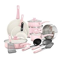 GreenLife Soft Grip Healthy Ceramic Nonstick, 16 Piece Cookware Pots and Pans Set, PFAS-Free, Dishwasher Safe, Soft Pink GreenLife Soft Grip Healthy Ceramic Nonstick, 16 Piece Cookware Pots and Pans Set, PFAS-Free, Dishwasher Safe, Soft Pink