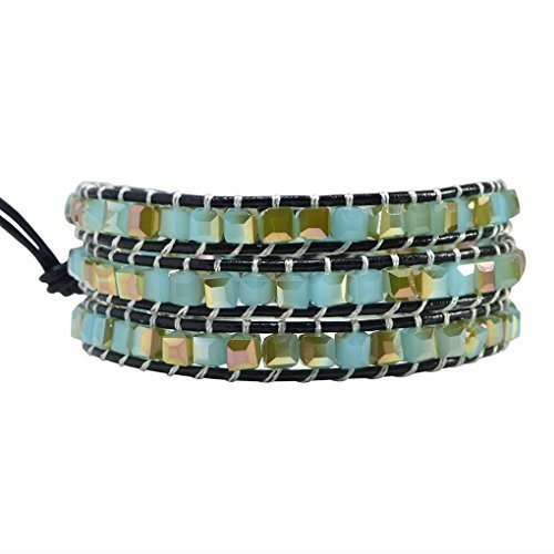 KELITCH Faceted Cut Crystal Beads 3 Wrap Bracelet Handmade for Summer (Color 6)