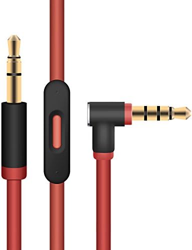 Replacement Audio Cable 3.5mm Cord Wire with Built-in Microphone and Control Car Audio Cable Iphone Ipad MP3/4 for Beats by Dre Headphones Solo Studio Pro Detox Wireless Mixr Executive Pill (Red)