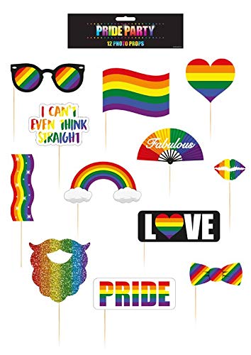 Gay Pride Rainbow Party Photo Booth Props Accessories 12 Pieces Pride Party Fancy Dress Accessories Gay Pride Event