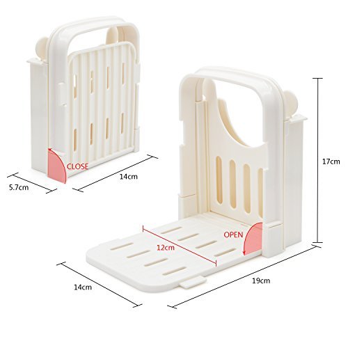 Bread Slicer, Adjustable Bread/Roast/Loaf Slicer Cutter, Sandwich Maker Slicing Machine Folding and Adjustable Handed Bread Slicer with 5 Slice Thicknesses  (White 2) - Thumbnail 6