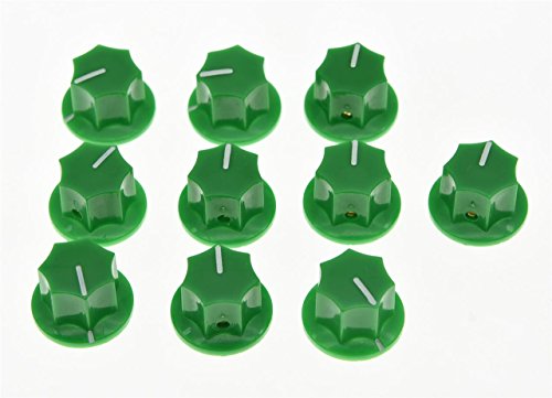 KAISH 10x Green Brass Insert USA Spec 1/4" Large Jazz J Bass Knob Jaguar Mustang Style Knobs