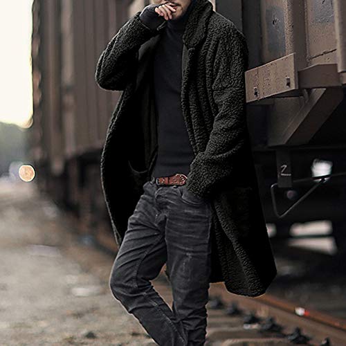 Men's Basic Coat, 2018 Loose Double-Sided Plush Hoodie Top (Green+, 2XL) - Thumbnail 3
