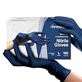 Navy Nitrile Disposable Gloves Large, 100 Count