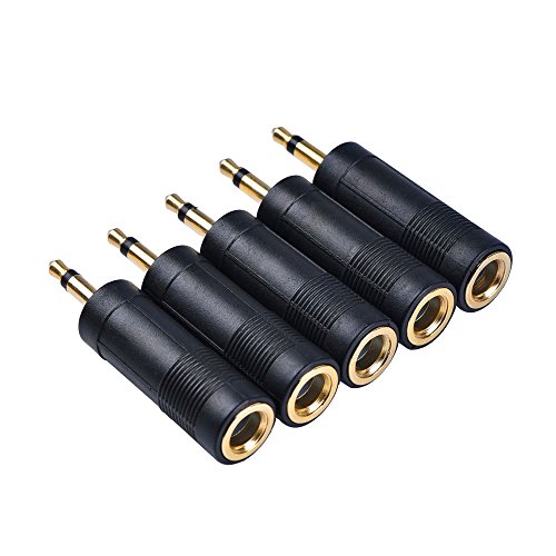 eBoot Mono Jack Adapter 3.5 mm (1/ 8 Inch) Male to 6.35 mm (1/ 4 Inch) Female Audio Converter Adaptor, 5 Pieces