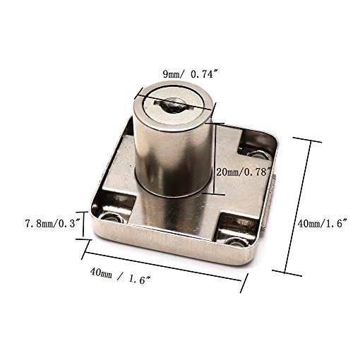 BTMB 4 Pack Cylinder Cam Drawer Lock Desk Wardrobe Cabinet Locker Furniture Hardware Lock w 8 Keys (Keyed Alike) - Thumbnail 3