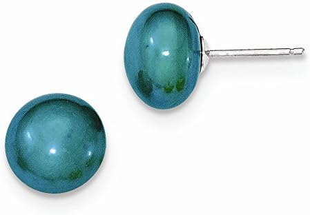 Jewelry Best Seller Sterling Silver 10-11mm FW Cultured Button Pearl Teal Earrings