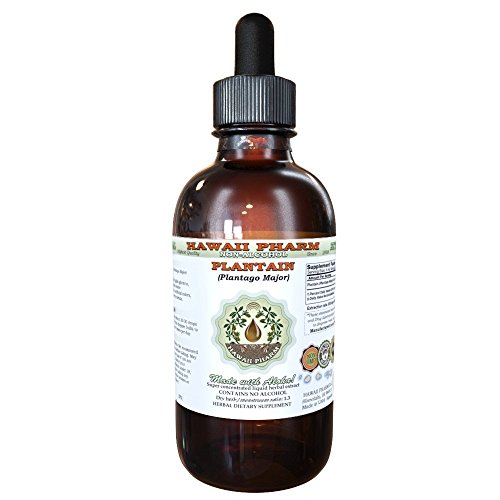 Plantain Alcohol-FREE Liquid Extract, Organic Plantain (Plantago major) Dried Leaf Glycerite Natural Herbal Supplement, Hawaii Pharm, USA 2 fl.oz