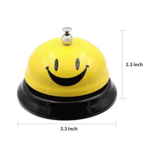 HouseHoo Call Bell, Desk Bell for Classroom, Office, Hotel, Restaurant, Bar, Front Desk, School, Dinner, Kitchen, Teacher Bell, 3.3 Inch Restaurant Bell Yellow - Thumbnail 2