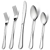 LIANYU 30-Piece Flatware Silverware Set for 6, Stainless Steel Cutlery Eating Utensils, Mirror Finished, Dishwasher Safe