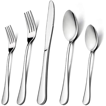 60-Piece Silverware Flatware Set for 12, LIANYU Stainless Steel Cutlery Eating Utensils Set, Kitchen Restaurant Party Tableware, Mirror Finished, Dishwasher Safe