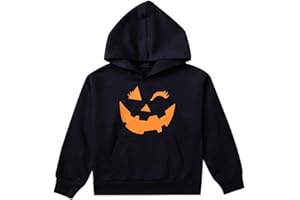 Xinhuida Baby Boys Girls Halloween Hooded Sweatshirt Toddler Long Sleeve Pullover T-Shirt Tops Pumpkin Printed Clothes
