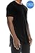JC DISTRO Mens Hipster Hip Hop Cotton Elong Round Scallop Hemline Tshirt Black X Large