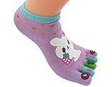 BONAMART ® 1, 4 Pack Kids Split 5 Toes Crew Toe Socks 5-8 Years Old